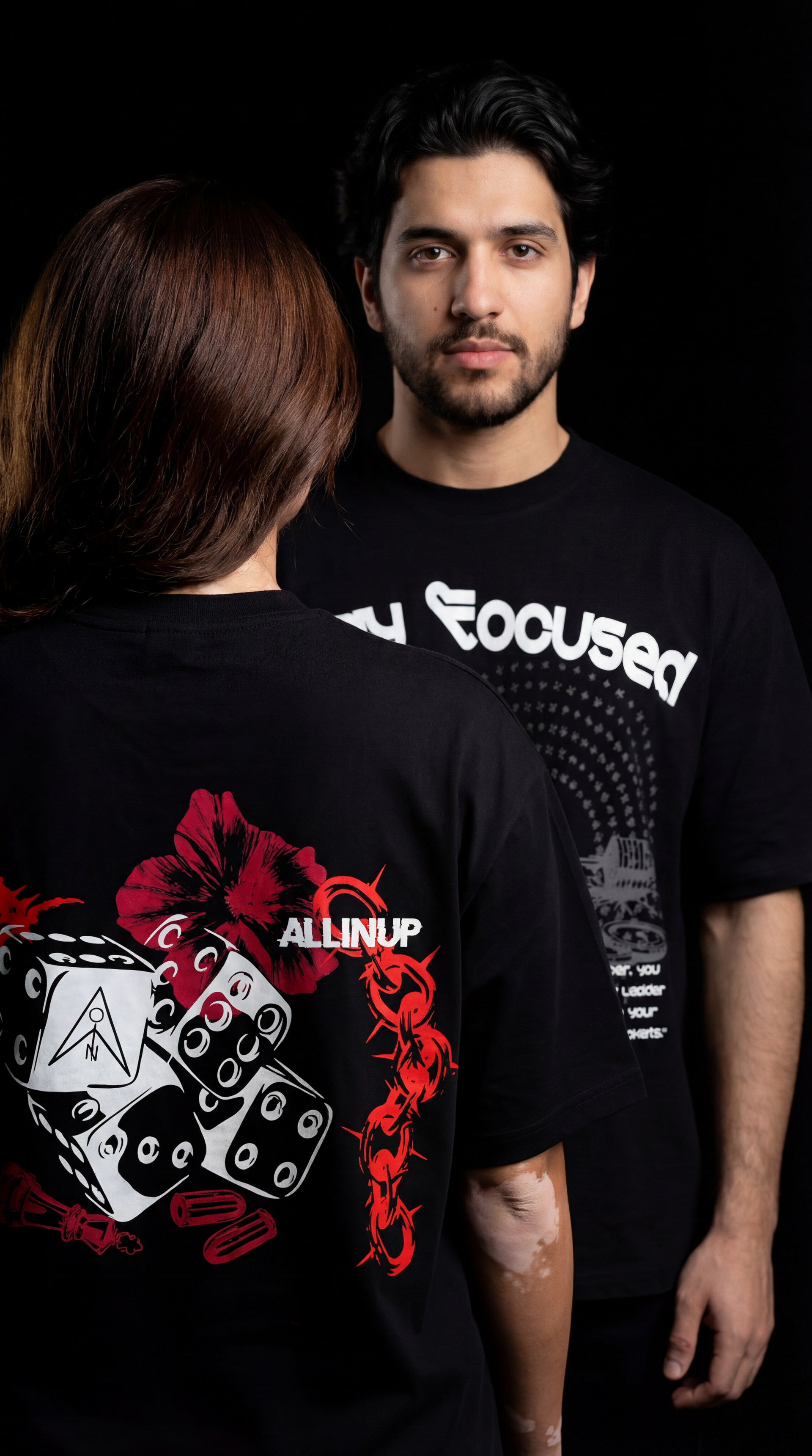 Allinup signature graphic t-shirts in black